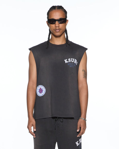KSUBI Genesis Ekcess Cut Off Tank Charcoal Men's Apparel