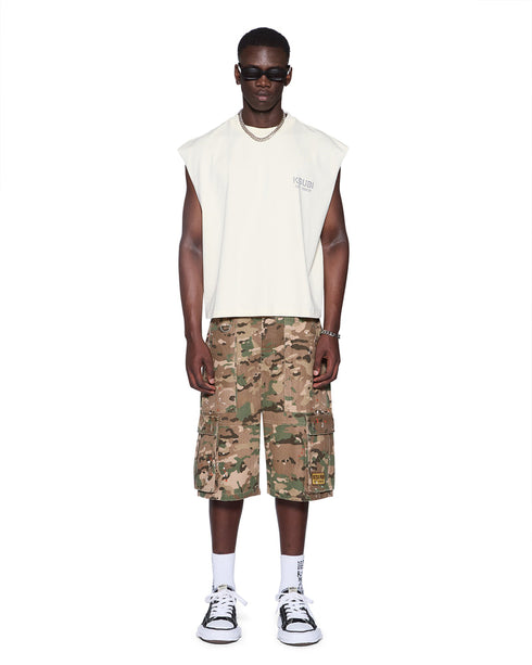 KSUBI State Halen Cut Off Tee Ecru Men's Apparel