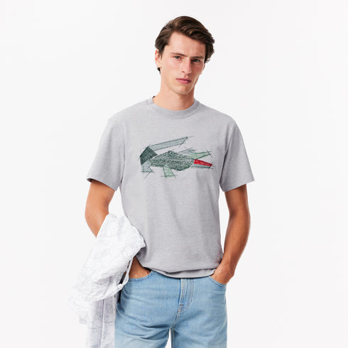 LACOSTE Heavy Cotton Crocodile Graphic T-Shirt Mens Appsrel