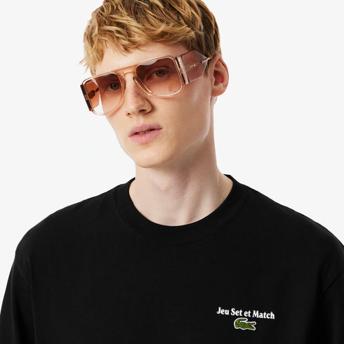 LACOSTE Loose Fit Heavy Jersey Printed T-Shirt Mens Apparel