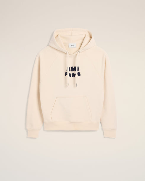 AMI PARIS Beige Cotton Hoodie With Ami Paris Patch Unisex Apparel