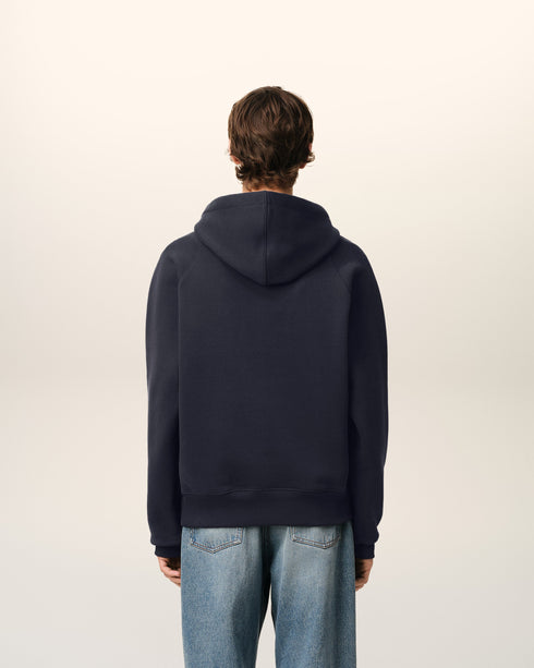 AMI PARIS Navy Cotton Hoodie With Ami Paris Patch Unisex Apparel