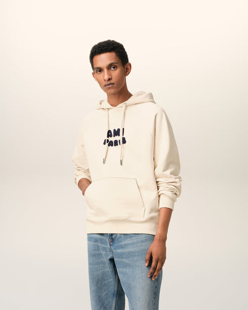 AMI PARIS Beige Cotton Hoodie With Ami Paris Patch Unisex Apparel