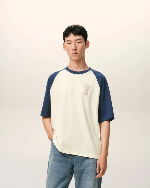 AMI PARIS Cotton Ami De Coeur Knitted Patch T-Shirt Mens Apparel