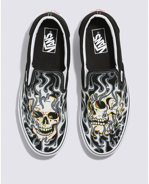 VANS Classic Slip-on Flame Skull Mens Sneakers
