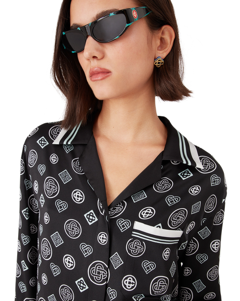 CASABLANCA Monogram Pyjama Silk Satin Shirt Women's Apparel