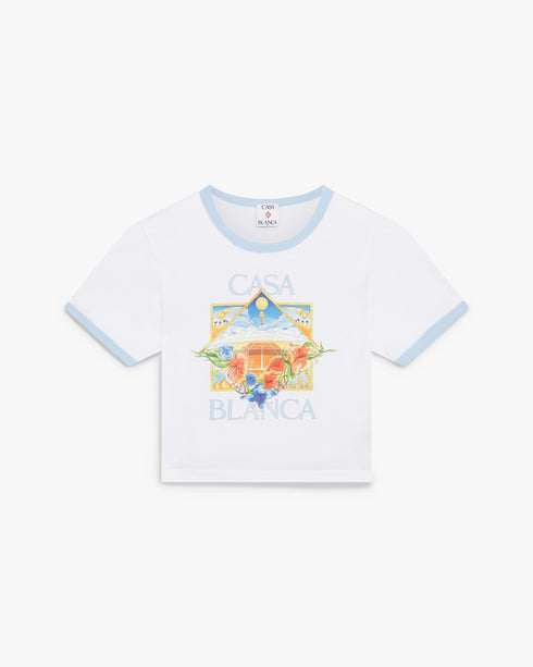CASABLANCA Tennis Landscape Ringer Baby Short Sleeve T‑Shirt Women's Apparel