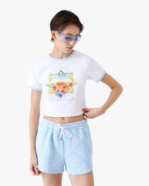CASABLANCA Tennis Landscape Ringer Baby Short Sleeve T‑Shirt Women's Apparel