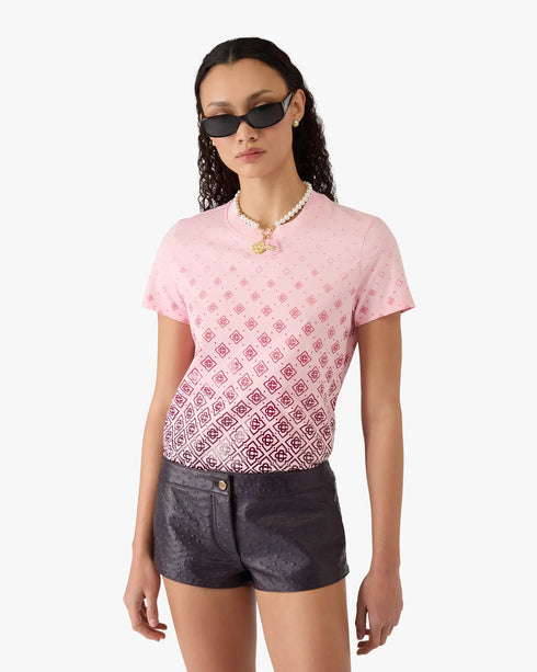 CASABLANCA Aubergine Gradient Monogram Short Sleeve T‑Shirt Women's Apparel