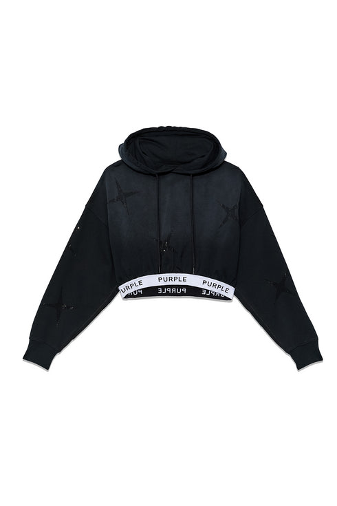 PURPLE BRAND W4007 Oversized Cropped Hoodie Womens Apparel