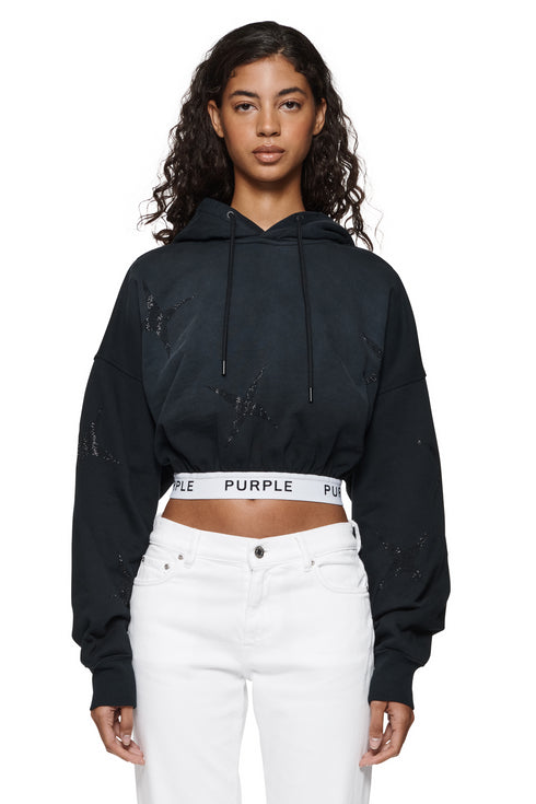 PURPLE BRAND W4007 Oversized Cropped Hoodie Womens Apparel