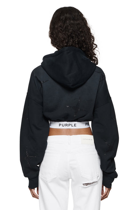 PURPLE BRAND W4007 Oversized Cropped Hoodie Womens Apparel