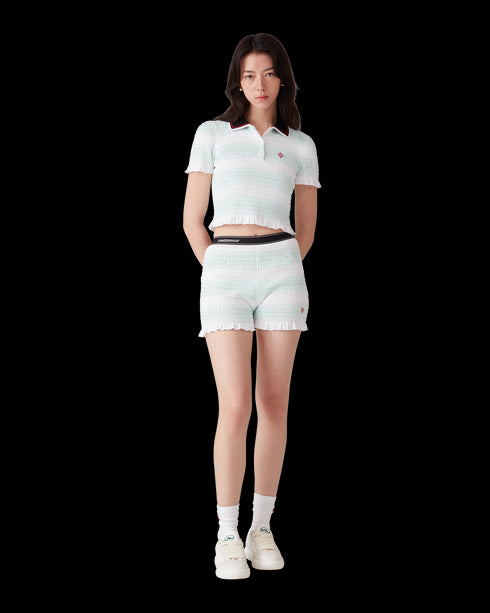 CASABLANCA Stripe Shirred Polo Shirt Womens Apparel