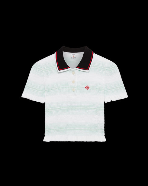 CASABLANCA Stripe Shirred Polo Shirt Womens Apparel