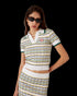 CASABLANCA Cotton Tuck Stitch Cropped Polo Shirt Womens Apparel