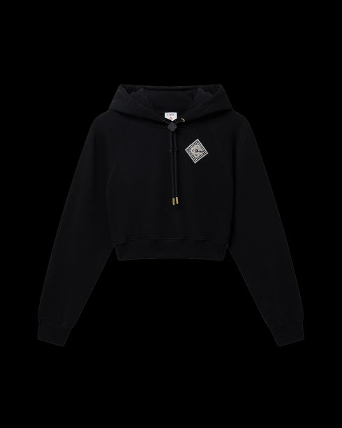 CASABLANCA Pearl Diamond Cc Patch Crop Hoodie Womens Apparel