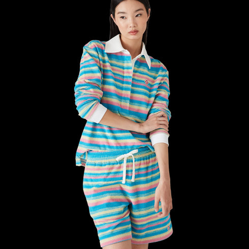CASABLANCA Stripe Towelling Polo Shirt Womens Apparel