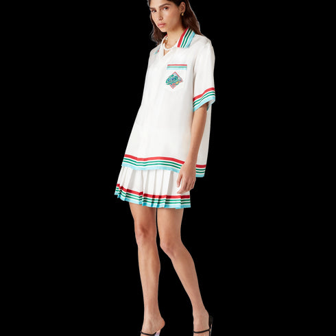 CASABLANCA Casa Way World Series Pleated Silk Skirt Womens Apparel