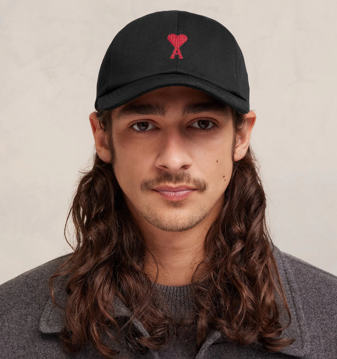 ami paris　AMI DE COEUR EMBROIDERY CAP Black Cap | Ami De Coeur | AMI PARIS US