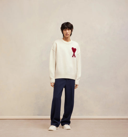 AMI PARIS Pull Ami De Coeur Rouge Mens Apparel