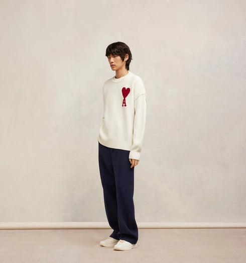 AMI PARIS Pull Ami De Coeur Rouge Mens Apparel