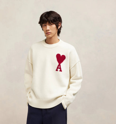AMI PARIS Pull Ami De Coeur Rouge Mens Apparel