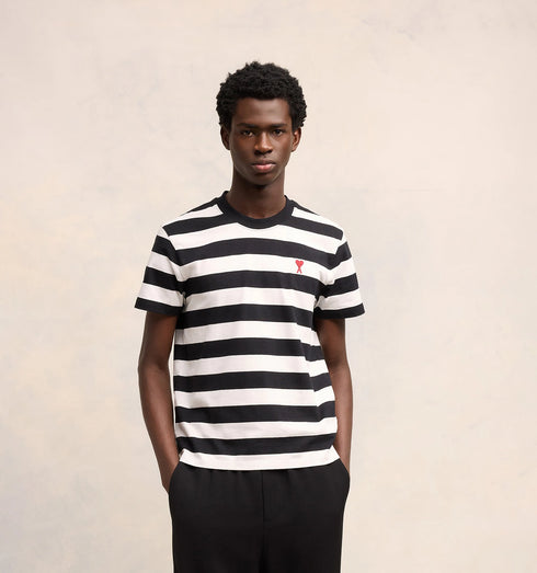 AMI PARIS Striped Ami de Coeur T-shirt Mens Apparel
