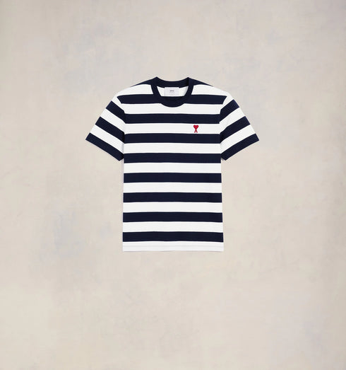 AMI PARIS Striped Ami de Coeur T-shirt Mens Apparel