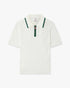 White Pointelle Monogram Cropped Polo Shirt front