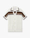 White & Brown Tennis Stripe Crochet Shirt front