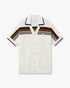 White & Brown Tennis Stripe Crochet Shirt front