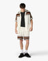 White & Brown Tennis Stripe Crochet Shorts back