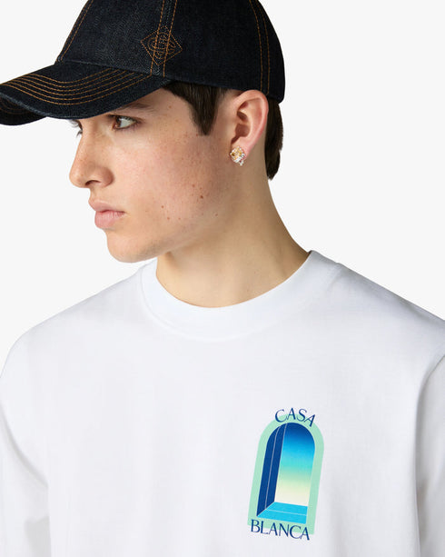 Casablanca White & Mint L'Arche Short Sleeve T-Shirt – model back