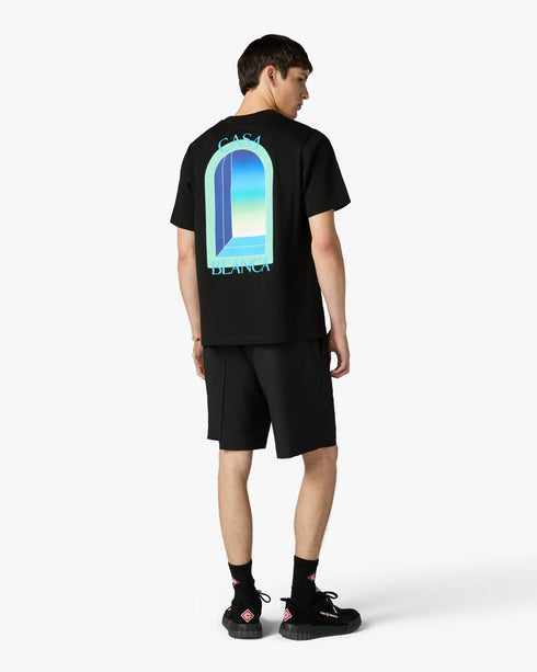 Casablanca Black & Mint L'Arche Short Sleeve T-Shirt – model front