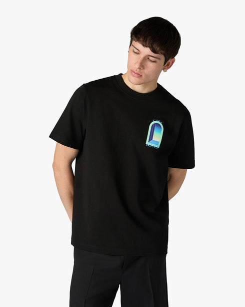 Casablanca Black & Mint L'Arche Short Sleeve T-Shirt – model side