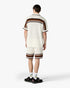 Casablanca White & Brown Tennis Stripe Crochet Shorts – model front