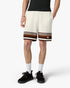 Casablanca White & Brown Tennis Stripe Crochet Shorts – model side