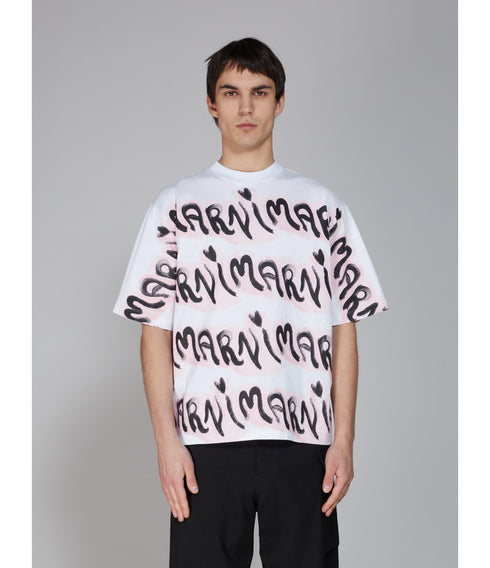 MARNI Big Logo Stripe Organic Cotton Jersey Mens Apparel