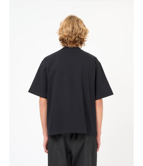 MARNI Black cotton T-shirt with mohair patches Mens Apparel
