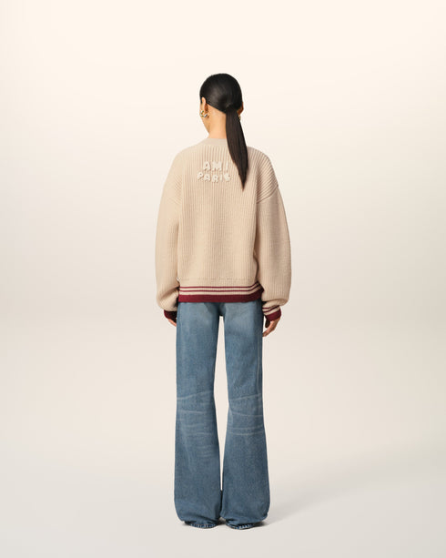 AMI PARIS Sweater in college ribs wool Unisex Apparel