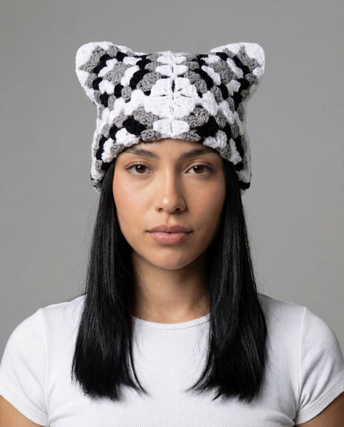 ARKYVE Avalanche Crochet Cat Hat Unisex Accessories
