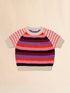 MARNI Cream Cotton Short-sleeved Sweater with Mixed Stripes Kids Apparel