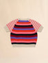 MARNI Cream Cotton Short-sleeved Sweater with Mixed Stripes Kids Apparel