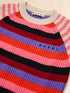 MARNI Cream Cotton Short-sleeved Sweater with Mixed Stripes Kids Apparel