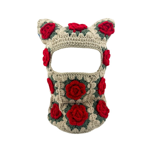 ARKYVE 3d Rose Crochet Cat Mask Accessories