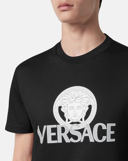 VERSACE T-shirt Cotton Two Color Print Mens Apparel