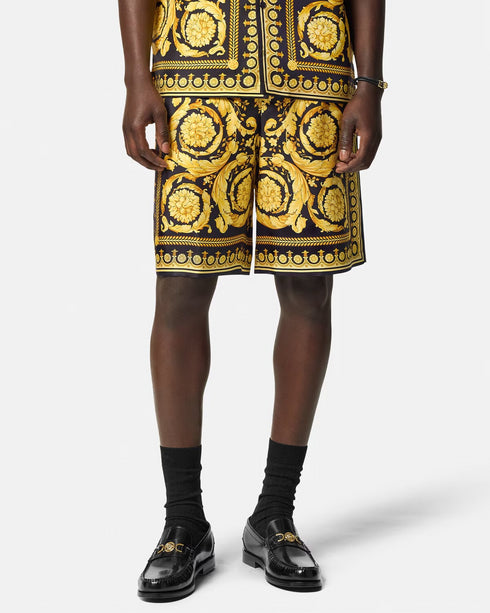 VERSACE Barocco Silk Shorts Mens Apparel