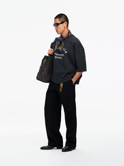 Willy Chavarria Community Center Buffalo Tee in Pirate Black – alternate model view