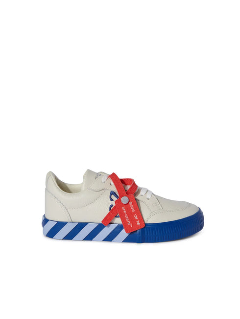 OFF WHITE Low Vulcanized Leather Kids Sneakers
