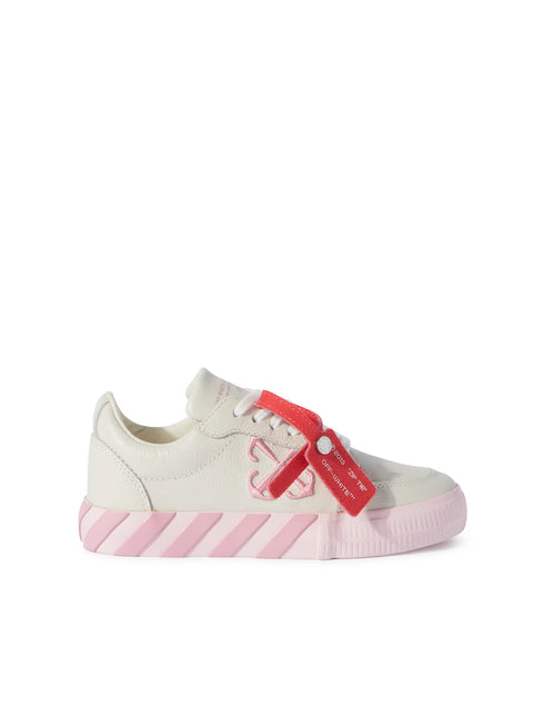 OFF WHITE Low Vulcanized Leather Kids Sneakers